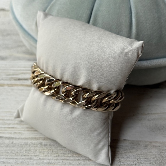 Vintage Goldtone Signed Monet Chunky Link Bracelet 7.5" - Picture 1 of 10